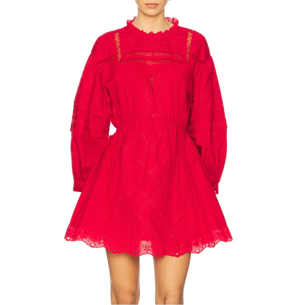 Damson Madder Clancy Poplin Organic Cotton Embroidered Eyelet Lace Dress Size 12